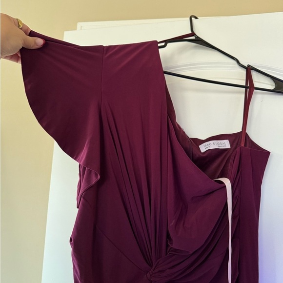 Mac Duggal Red One Shoulder Midi Length Jersey Dress Size 16 NWT - Picture 5 of 6
